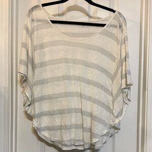 Express Gray and White Striped Short Sleeve Top
